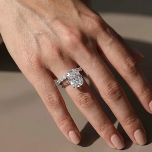 Elegant Design 925 Moissanite Gold Plated Solitaire <b>Wedding</b> Set 8.5Carat White Stone <b>Cushion</b> Cut Engagement <b>Ring</b> Eternity <b>Ring</b> - Product Image 2