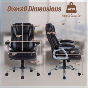 Chaise de bureau exécutive marron avec dossier ergonomique profilé, hauteur et inclinaison réglables pour le bureau à domicile - Product Image 5