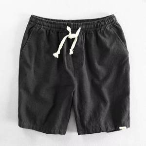 Pantalones Cortos de Verano Ligeros y Transpirables, 100% Algodón Tejido, Estilo Urbano, Color Sólido, Cordón Elástico, Pantalones Casuales Holgados de Playa para Hombre - Product Image 1