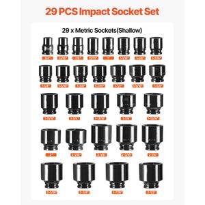 Set di chiavi a bussola a impatto da 29 pezzi con attacco da 3/4 di pollice, bussole a 6 punte e costruzione robusta (dimensione 22 mm) - Product Image 3