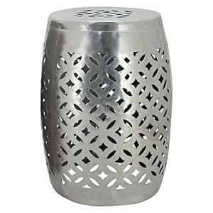 Taburete Cilíndrico de Acero Inoxidable Plateado, Mueble Contemporáneo para el Hogar, Otomana Decorativa para Sala de Estar, Diseño Duradero - Product Image 1