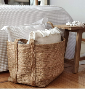 <b>Cheap</b> Rate Jute Storage <b>Basket</b> with Handles Eco Friendly Square Organizer Bin for Home Bathroom Bedroom - Product Image 4