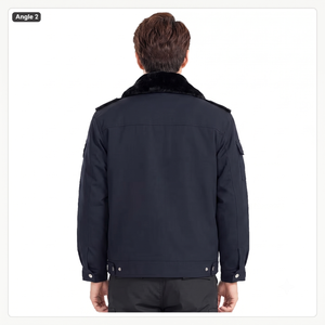 Chaqueta de Invierno para Guardia de Seguridad para Hombre con Cuello de Piel, Ropa de Trabajo de Algodón, Etiqueta Personalizada - Product Image 2