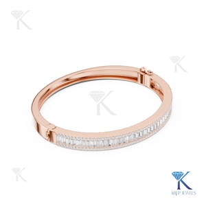 Luxury Lab Grown Diamond Statement <b>Bangle</b> Baguette 14K 18K <b>Solid</b> <b>Gold</b> Fine Women Jewelry Manufacturer Wholesale Supplier - Product Image 1