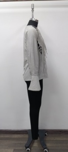 Blusa de Popelina a Rayas para Mujer con Detalle de Borlas, Manga Larga, Cuello Redondo, Corte Regular, Estilo Minimalista, para Todas las Temporadas - Product Image 3