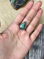 Bague ajustable turquoise en argent sterling, bijoux artisanaux du sud-ouest, pierre précieuse bleue, bague de cocktail