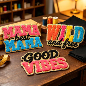 Wholesale Embroidery Patch Custom Heavy Stitch <b>Fabric</b> Badge for Jackets Caps Shirts Bags Clothing Factory Heat Press <b>Iron</b> <b>On</b> - Product Image 1