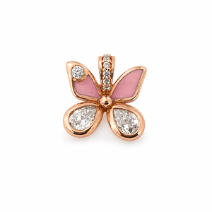 Ensemble de boucles d'oreilles pendantes papillon classiques en or rose 18 carats, pierres précieuses roses pour enfants, diamants, finition polie, cadeau de fête, bijoux de mariage - Product Image 3