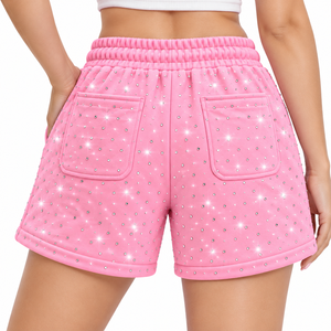 High Quality <b>Men</b>’s Crystal Rhinestone Fleece <b>Shorts</b> Heavyweight Cotton Casual <b>Shorts</b> for Hip Hop Streetwear Summer Clothing - Product Image 4