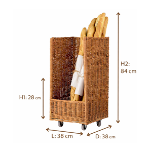 Wholesale Rattan <b>Basket</b> With Wheels, Heavy Duty Hand-Woven Commercial Bread Display <b>Basket</b> For Bakery & Supermarket From Vietnam - Product Image 2