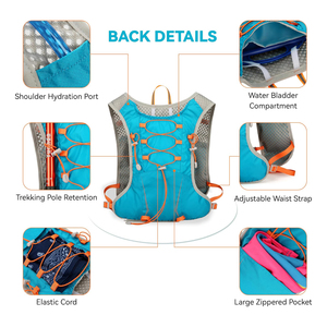 Mochila de Hidratación Impermeable de Poliéster Ligero Unisex, Correas de Hombro Ajustables, Bolsillos Dobles para Botellas de Agua, Capacidad de 20L - Product Image 3