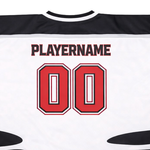 Maillot de hockey sur glace personnalisé noir et blanc par sublimation, uniforme de hockey professionnel respirant pour hommes, maillot de hockey athlétique de performance élite - Product Image 6