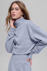 Sweat-shirt court en coton à manches longues pour femme, imprimé, décontracté, à épaules tombantes, tendance - Product Image 2