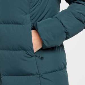 Manteau long en nylon OEM ODM, alternative au duvet, coupe-vent, à capuche, style streetwear oversize, avec logo brodé, pour femmes - Product Image 6