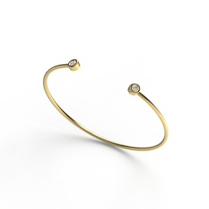 กำไลเพชรขอบบางเฉียบ ทองคำแท้ 14K กำไลเพชรเรียบหรู ของขวัญสุดหรูสำหรับเธอ วันเกิด งานแต่งงาน เครื่องประดับ - Product Image 4