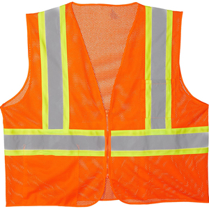 Gilet de sécurité en maille polyester haute visibilité classe économique 2, vert, grande taille, avec fermeture éclair et bordure bicolore, séchage rapide - Product Image 4