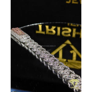 Pulsera Cubana de Diamantes Cultivados en Laboratorio VVS de Diseño, Cierre Personalizado, Acabado Brillante, Chapado en Oro de 18K, Oro Rosa, Joyería Hip Hop - Product Image 4