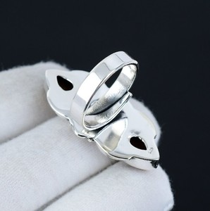 Anillo de Plata de Ley 925 con Ojo de Tigre Doble Natural, Hecho a Mano, con Dos Piedras de Ojo de Tigre en Forma de Luna Creciente - Product Image 3