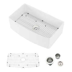 Fireclay 30 \ "X 20 \" singolo ciotola lavello cucina fattoria arco bordo grembiule disegno anteriore - Product Image 1