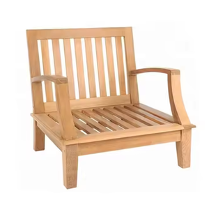 Fauteuil en bois de teck à lattes – Chaise longue avec larges accoudoirs – Mobilier de patio extérieur – Vente flash - Product Image 2