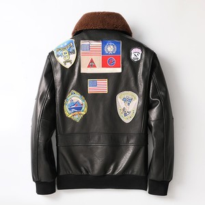 <b>Top</b> <b>Gun</b> 17 Badges Men's Polyester Stand Collar Aviator Jacket Breathable Windproof Thick Winter High Street Style Patchwork - Product Image 5