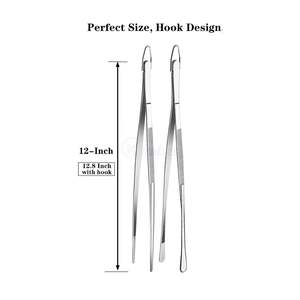 Pinzas extra largas de acero inoxidable con revestimiento, pinzas de cocina de precisión para freír y herramienta para estilizar alimentos. - Product Image 2