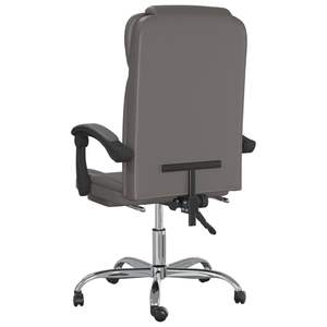 Silla de Oficina Reclinable de Cuero Sintético Gris con Componentes de Espuma y Madera Contrachapada Metálica - Product Image 5