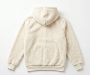 Veste à capuche en sherpa crème pour homme, fermeture éclair, vêtement d'hiver décontracté, doublure en sherpa épaisse, coupe classique - Product Image 2