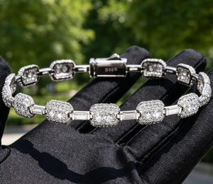 Bracelet à maillons en argent sterling 925 avec moissanite, 7 mm, maillons cubiques effet glacé, bijoux pour homme et femme, cadeau - Product Image 6