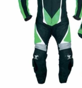 Combinaison de course moto homme sur mesure 1 pièce en cuir de vachette ou de kangourou, équipement de protection pour motard, vert et noir, combinaison de motocross - Product Image 4
