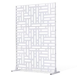 Schermo per la privacy da esterno 119,4 cm x 193,5 cm, divisorio decorativo autoportante a 3 pannelli per giardino, con supporto in metallo, resistente alle intemperie e divisorio per ambienti - Product Image 1