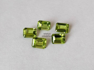 Péridot naturel taillé en octogone 5x7MM, facetté, calibré, qualité AAA, pierres en vrac à prix de gros - Product Image 6