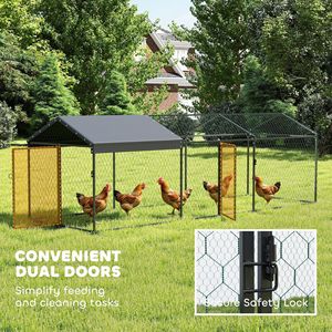 Grande Pollaio in Metallo da Esterno con Copertura Impermeabile Anti-UV, Gabbia per Galline per 3-5 Polli e Conigliera - Product Image 6