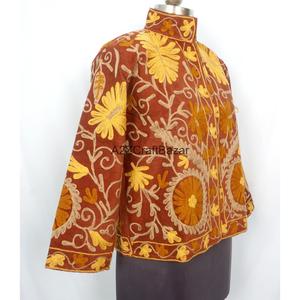 Veste en cotisse brodée écologique pour femmes, séchage rapide, respirante, doublure en coton, manches longues - Product Image 4