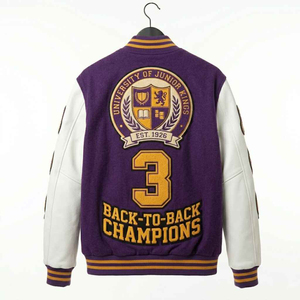 Custom Men's Winter <b>Varsity</b> <b>Jacket</b> Chenille Embroidered Logo Wool Body Leather Sleeves <b>Vintage</b> Baseball Letterman <b>Jacket</b> - Product Image 3