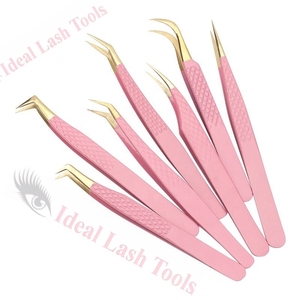 Pince à épiler professionnelle rose en acier inoxydable pour extensions de cils, haute précision, antistatique, applicateur pour cils volumineux - Product Image 1