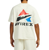 OEM Custom 100% Cotton AVIREX Men's <b>Cream</b> Short Sleeve T-Shirt Regular Fit Cotton Jersey O-Neck Casual Letter Print Front Logo - Product Image 4