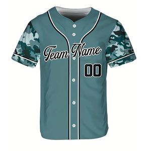 Jersey de Béisbol con Estampado Digital, 100% Poliéster, Transpirable, con Cierre Completo de Botones y Ribete en Contraste, Precio al por Mayor - Product Image 1