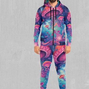 Ensemble de survêtement unisexe à capuche, manches longues, imprimé, 100 % polyester, décontracté, coupe régulière, respirant, pour adulte, avec fermeture éclair - Product Image 4