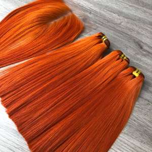 Extensions de cheveux humains lisses orange à os soyeux vietnamien Paquets de fermeture transparents Couleur orange Cheveux vierges de haute qualité - Product Image 1