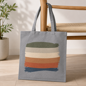 Recycled Cotton Tote Bag 225 GSM <b>Rainbow</b> Printed Grey Shopping Bag Custom Logo Promotional Wholesale OEM ODM Supplier Exporter - Product Image 4