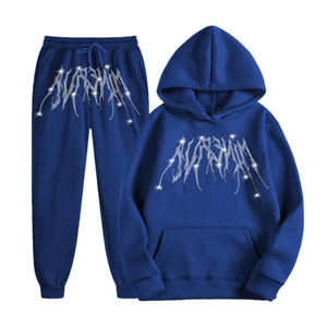 Conjunto Deportivo de Mujer, Diseño Moderno, para Invierno, con Pedrería, 100% Algodón, Sudadera con Capucha y Pantalón de Felpa, 2 Piezas, en Oferta - Product Image 5