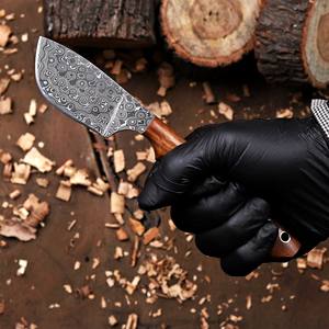 Couteau à lame fixe en acier Damas fait main Nordic Forge, fourreau en cuir, EDC, pleine lame, pour la chasse, le dépecage, le camping, bois de rose, turquoise - Product Image 4