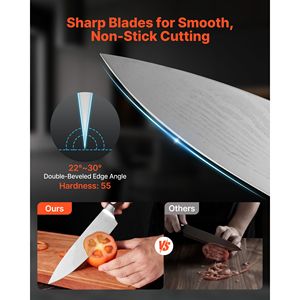 Juego de Cuchillos de Cocina de 15 Piezas de Acero Inoxidable con Alto Contenido de Carbono, con Bloque Afilador, Resistente al Óxido - Product Image 3