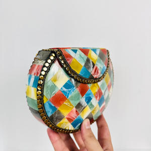 Monedero de noche de lujo para mujer, hecho a mano, moderno, resina pulida, antiguo, multicolor, mármol, bolso de mano, escultura de Metal - Product Image 4