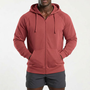 Sudadera con capucha para hombre, informal, para exteriores, con cremallera completa, forro polar grueso, cálida, con manga raglán y bolsillo canguro, fabricante mayorista OEM de marca privada - Product Image 1