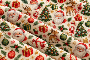 Tissu en microfibre écologique bio pour Noël, motif renne et Père Noël, matériau de couture pour les fêtes - Product Image 3