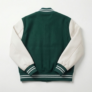 Green <b>White</b> Varsity <b>Jacket</b> | Letterman Bomber <b>Jacket</b> with Chenille Patch | Oversized Streetwear <b>Jacket</b> | Custom OEM Manufacturer - Product Image 2