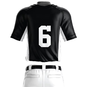 Maillot de baseball personnalisé pour homme, noir et blanc, à blocs de couleur, manches courtes, boutons sur le devant, en polyester anti-humidité, numéro d'équipe 00 imprimé - Product Image 2