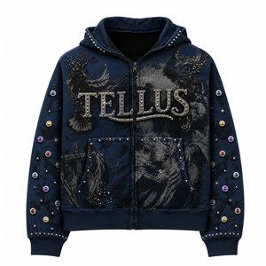 Nouveauté en promotion : Sweat à capuche pour homme 100 % coton, hiver, coupe oversize, respirant, séchage rapide, imprimé crocheté, molleton décontracté - Product Image 1